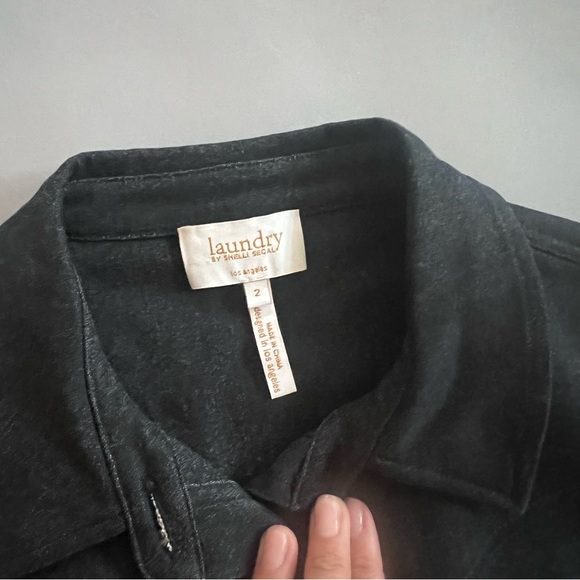 Laundry by Shelli Segal Brushed Cotton Collared Belted Dark Grey Dress Size 2 - Picture 4 of 12